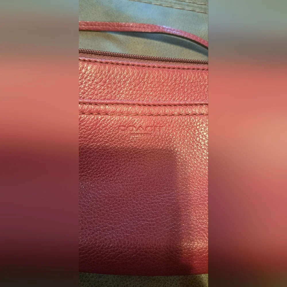 Red Coach Leather Wristlet Logo Tag Office School Work Church NWOT